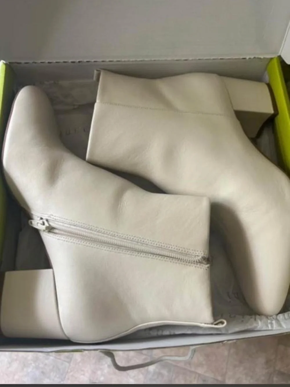 Gianni Bini Creamy White Ankle Boots with Block Heel